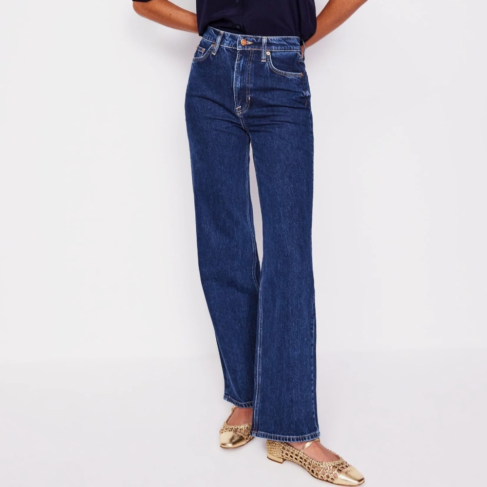 Boden High Rise Wide Leg Dark Wash Jeans